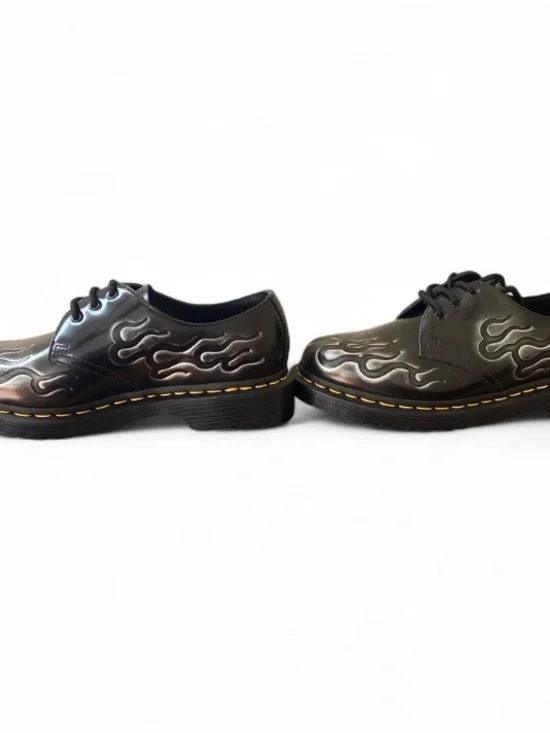 Dr. Martens Black Inferno Flame Leather Oxford Shoes - Picture 2 of 3